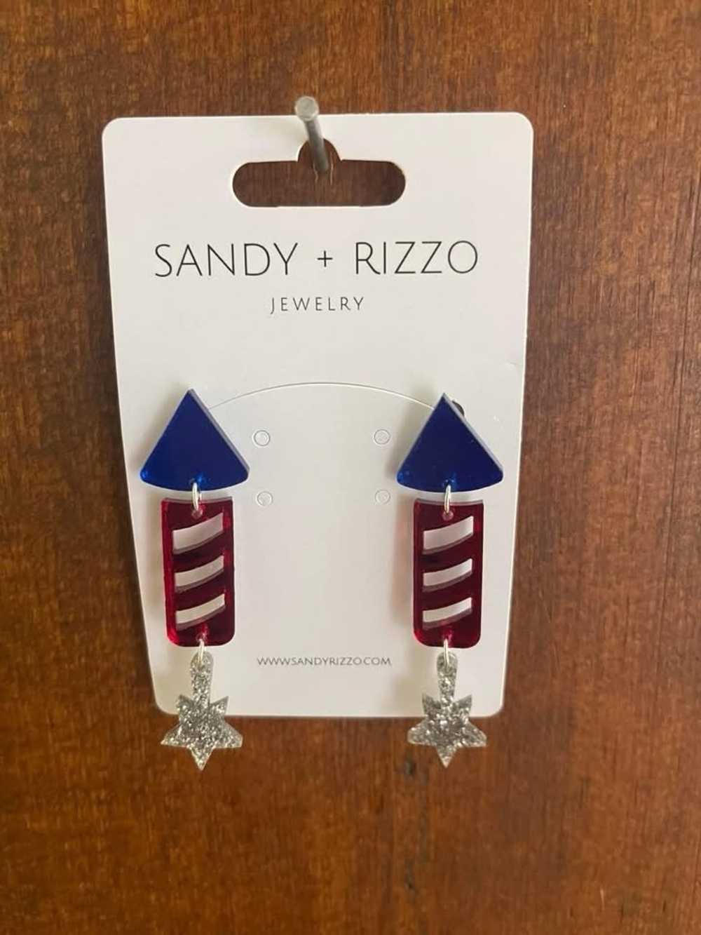 Sandy + Rizzo Blue and Red Star Drop Earrings
